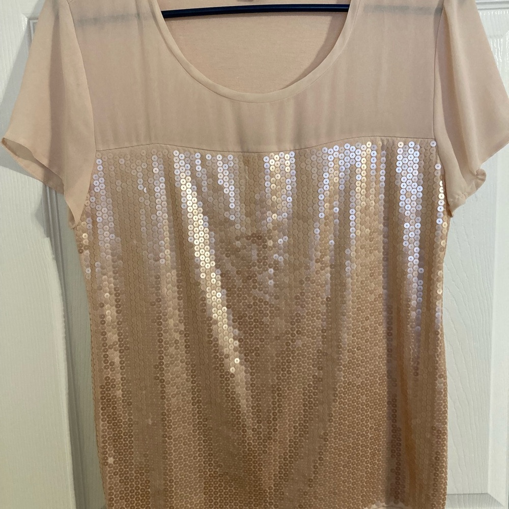 Ann Taylor Sequin Sparkle Chiffon Top - Picture 3 of 12